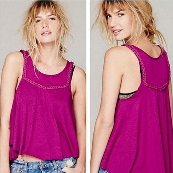 NWT Free People Grape Braided Tunic XS Tank - Picture 1 of 8